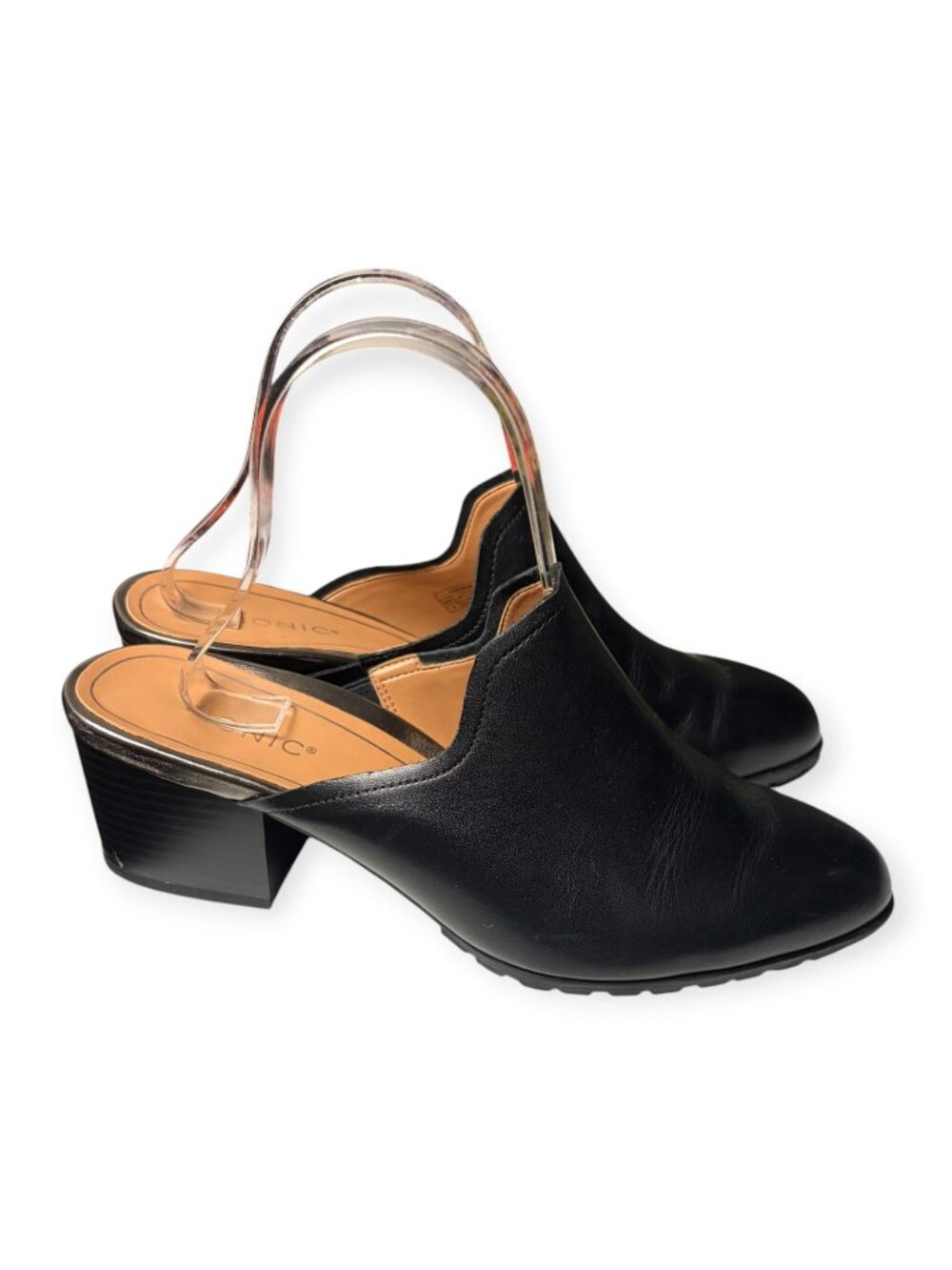 Vionic Women's Size 8 Claremont Mule Black Slip On Heeled Shoes Pointed Office